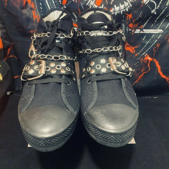 Punk Studded Skate shoes A-5 Spikes Strap And Chai - Picture 11 of 11
